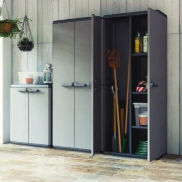 Keter Più Kunststoffschrank, hoch, anthrazit/schwarz, 68 x 39 x 166 cm - 5