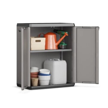 Keter Più Kunststoffschrank, hoch, anthrazit/schwarz, 68 x 39 x 166 cm - 6
