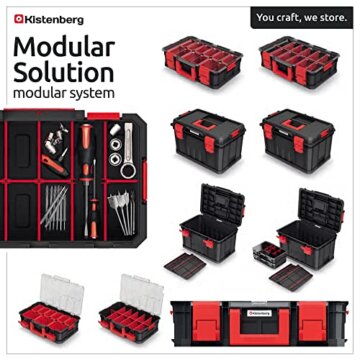 Kistenberg Werkzeugkiste Werkzeugkoffer Werkzeugkasten Werkstattkiste Werkzeugbox mit 2x Trennwänden, Tragfähigkeit von 50 kg, Kunststoff, Modular Solution 530 x 355 x 310 mm - 2