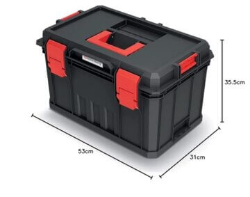 Kistenberg Werkzeugkiste Werkzeugkoffer Werkzeugkasten Werkstattkiste Werkzeugbox mit 2x Trennwänden, Tragfähigkeit von 50 kg, Kunststoff, Modular Solution 530 x 355 x 310 mm - 8