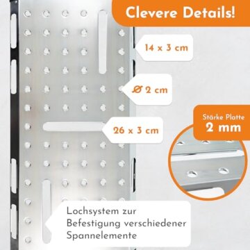 Lemodo Werkbank, Schweißtisch klappbar, Arbeitstisch höhenverstellbar, Werktisch aus Stahl, belastbar bis 450 kg, kompakt faltbar, 7-Fach höhenverstellbar, Multifunktionstisch, Werkzeugtisch - 3