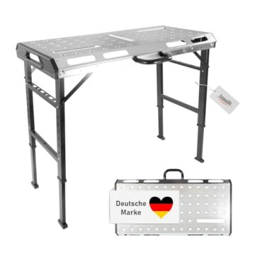 Lemodo Werkbank, Schweißtisch klappbar, Arbeitstisch höhenverstellbar, Werktisch aus Stahl, belastbar bis 450 kg, kompakt faltbar, 7-Fach höhenverstellbar, Multifunktionstisch, Werkzeugtisch - 1