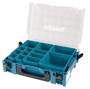 Makita 191X80-2 MAKPAC-Organizer, mit 13 herausnehmbaren Boxeinsätzen, Klarsichtdeckel, verknüpfbar an Koffersystem, mit Tragegriff, 395 x 295 x 110 mm (LxBxH) - 3