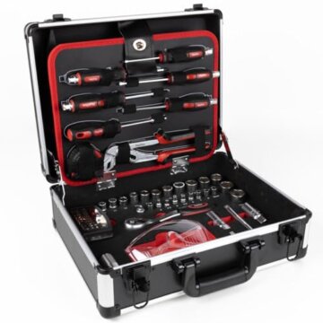 Mephisto Werkzeugkoffer - Werkzeugkoffer - Premium XL Werkzeugset mit Chrom- Vanadium Werkzeug bestückt Bitaufsatzadapter 104 tlg. - 4