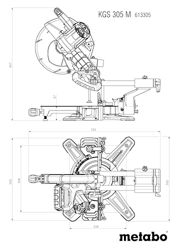 Metabo Kapp- und Gehrungssäge KGS 305 M – 613305000 – Mit Precision Cut Line, 305 mm Sägeblatt und Zugfunktion – 2 m Kabellänge - 2