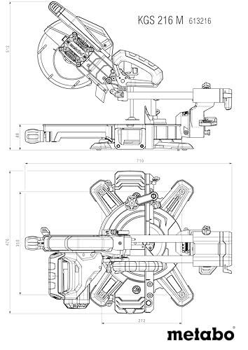 Metabo Kapp- und Gehrungssäge Set KGS 216 M – 613216900 – Mit Precision Cut Line, 216 mm 2. Hartmetall-Sägeblatt und Zugfunktion – 2 m Kabellänge - 2