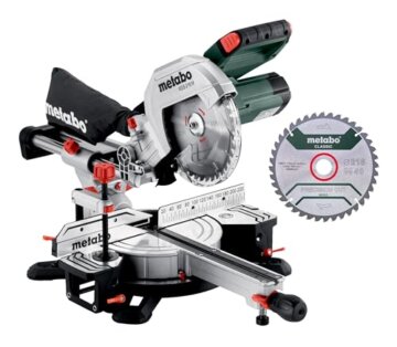 Metabo Kapp- und Gehrungssäge Set KGS 216 M – 613216900 – Mit Precision Cut Line, 216 mm 2. Hartmetall-Sägeblatt und Zugfunktion – 2 m Kabellänge - 1
