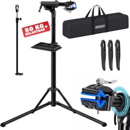 MONZANA® Fahrradmontageständer Profi 50 kg für E-Bike Tragetasche Reifenheber Werkzeugablage Stahl klappbar höhenverstellbar Reparaturständer Fahrrad - 1