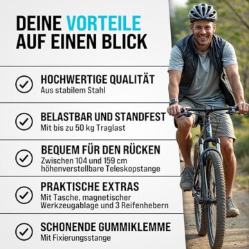 MONZANA® Fahrradmontageständer Profi 50 kg für E-Bike Tragetasche Reifenheber Werkzeugablage Stahl klappbar höhenverstellbar Reparaturständer Fahrrad - 7