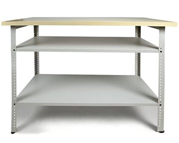 Ondis24 Werkbank 120cm Nobbi Pro Packtisch aus Metall, mit Arbeitsplatte, höhenverstellbare Einlegeböden, Justierfüße, Werktisch für Sparfüchse lichtgrau (95cm) - 1