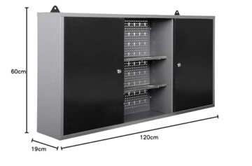 Ondis24 Werkstatt Hängeschrank Metall Werkzeugschrank abschließbar Grau Schwarz 120 cm - Kurt - 3