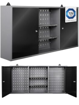 Ondis24 Werkstatt Hängeschrank Metall Werkzeugschrank abschließbar Grau Schwarz 120 cm - Kurt - 1