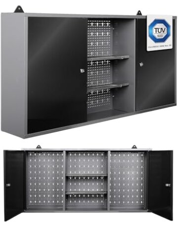 Ondis24 Werkstatt Hängeschrank Metall Werkzeugschrank abschließbar Grau Schwarz 120 cm - Kurt - 1