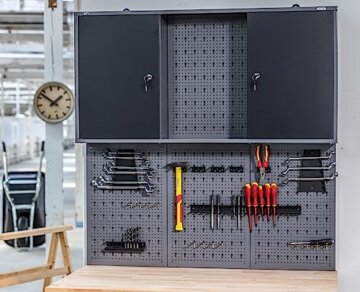Ondis24 Werkstatt Hängeschrank Metall Werkzeugschrank abschließbar Grau Schwarz 120 cm - Kurt - 5