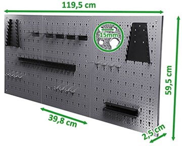 Ondis24 Werkzeugwand 120 x 60 cm mit 22-teiligem Hakensortiment Lochwand Werkstatt aus Metall - 2