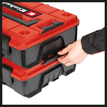 Original Einhell E-Case S-F Systemkoffer (max. 25 kg, universelle Aufbewahrung und Transport von Zubehör und Werkzeug, stapelbar, verknüpfbar, inkl. Schaumstoffeinlage) - 3