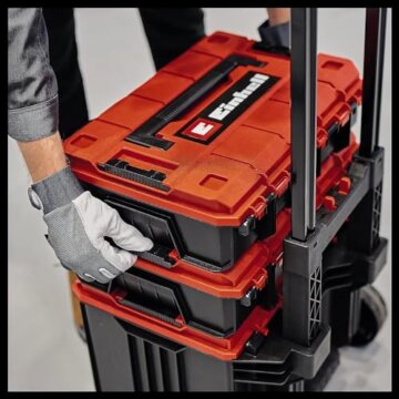 Original Einhell E-Case Tower Systemkoffer-Set (max. 120 kg, bestehend aus 3 Koffern inkl. Zubehör, Aufbewahrung & Transport von Zubehör und Werkzeug, stapelbar, verknüpfbar) - 6