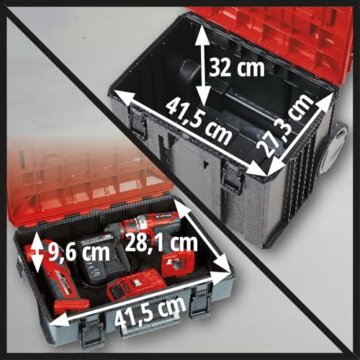 Original Einhell E-Case Tower Systemkoffer-Set (max. 120 kg, bestehend aus 3 Koffern inkl. Zubehör, Aufbewahrung & Transport von Zubehör und Werkzeug, stapelbar, verknüpfbar) - 9