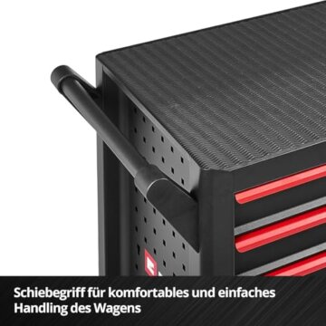 Original Einhell Werkstattwagen leer (6 Schubladen, Interlock-System, kugelgelagerte Führungsschienen, belastbar bis 135 kg, mobil mit Feststellrollen) - 11