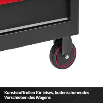 Original Einhell Werkstattwagen leer (6 Schubladen, Interlock-System, kugelgelagerte Führungsschienen, belastbar bis 135 kg, mobil mit Feststellrollen) - 7