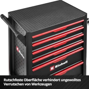Original Einhell Werkstattwagen leer (6 Schubladen, Interlock-System, kugelgelagerte Führungsschienen, belastbar bis 135 kg, mobil mit Feststellrollen) - 8