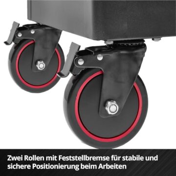 Original Einhell Werkstattwagen leer (6 Schubladen, Interlock-System, kugelgelagerte Führungsschienen, belastbar bis 135 kg, mobil mit Feststellrollen) - 9