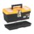 Perel Werkzeugkoffer Kunststoff leer, Werkzeugkasten leer, Werkzeugbox, Werkzeug Organizer Box, Tool Box, 2 Organizer im Deckel, Metallverschluss, schwarz/orange, 320 x 155 x 139 mm - 1