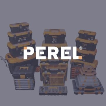 Perel Werkzeugkoffer Kunststoff leer, Werkzeugkasten leer, Werkzeugbox, Werkzeug Organizer Box, Tool Box, 2 Organizer im Deckel, Metallverschluss, schwarz/orange, 320 x 155 x 139 mm - 7