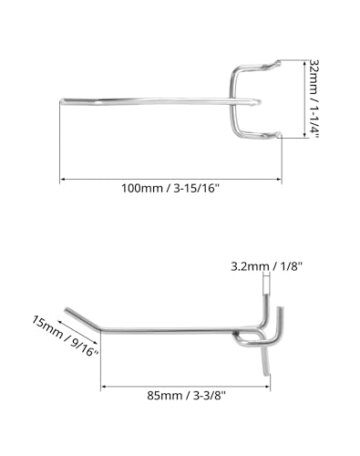 QWORK® 60X Lochwandhaken, Stecktafel Haken Werkzeugwand Haken für Verkaufsdisplays (10 cm) - 6