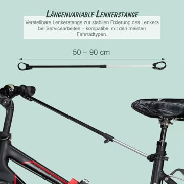 Relaxdays Fahrradmontageständer Reparaturständer mit Werkzeugablage – klappbar & höhenverstellbar – schwarzer Montageständer vierbeinig stabil mit festem Stand – Stahl pulverbeschichtet, 10017183, STANDARD - 5