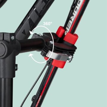 Relaxdays Fahrradmontageständer Reparaturständer mit Werkzeugablage – klappbar & höhenverstellbar – schwarzer Montageständer vierbeinig stabil mit festem Stand – Stahl pulverbeschichtet, 10017183, STANDARD - 9