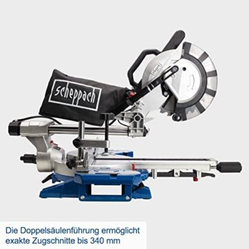 Scheppach HM216SPX Kapp-Zug-Gehrungssäge Kappsäge 2000 W, inkl. 2. Ø 210 mm Sägeblatt | 65 mm Schnitthöhe | 34 cm Schnittbreite| mit Laser, Aluauflagen, Drehtisch mit Schnellarretierung - 7