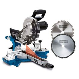 Scheppach HM254 Kappzugsäge mit Softstart & Laser - 2000W Leistung |Ø 255mm Sägeblatt | Schnittbreite/höhe: 340mm x 90mm | inkl. 2. Sägeblatt (HM254) - 1