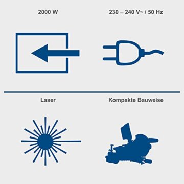 Scheppach HM254 Kappzugsäge mit Softstart & Laser - 2000W Leistung |Ø 255mm Sägeblatt | Schnittbreite/höhe: 340mm x 90mm | inkl. 2. Sägeblatt (HM254) - 7