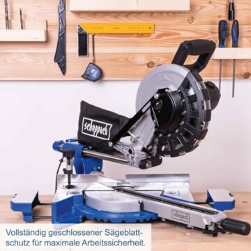 Scheppach HM254 Kappzugsäge mit Softstart & Laser - 2000W Leistung |Ø 255mm Sägeblatt | Schnittbreite/höhe: 340mm x 90mm | inkl. 2. Sägeblatt (HM254) - 8