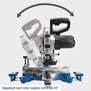 Scheppach HM254SPX Kappzugsäge inkl. 2.Sägeblatt - 2200W, Ø254mm | Schnittbreite/höhe: 340mm x 90mm | inkl. Laser | Aluauflagen, Drehtisch mit Schnellarretierung, Kappsäge Gehrungssäge - 7