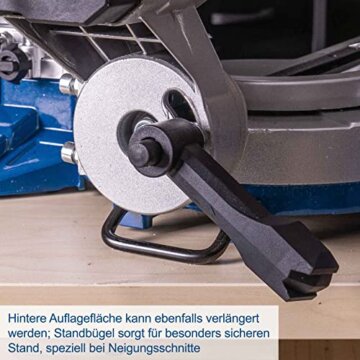Scheppach HM254SPX Kappzugsäge inkl. 2.Sägeblatt - 2200W, Ø254mm | Schnittbreite/höhe: 340mm x 90mm | inkl. Laser | Aluauflagen, Drehtisch mit Schnellarretierung, Kappsäge Gehrungssäge - 8
