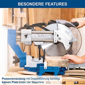 Scheppach Kapp-Zugsäge Gehrungssäge HM305SL mit Laser | XXL-Schnitthöhe max. 180mm | Schnittlänge 340mm | Beidseitig 48°neigbarer Sägekopf | 230V 2000W | Ø305mm Sägeblatt | Posaunenauszug & Softstart - 2