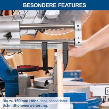 Scheppach Kapp-Zugsäge Gehrungssäge HM305SL mit Laser | XXL-Schnitthöhe max. 180mm | Schnittlänge 340mm | Beidseitig 48°neigbarer Sägekopf | 230V 2000W | Ø305mm Sägeblatt | Posaunenauszug & Softstart - 3