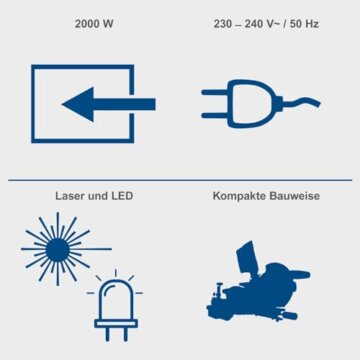 Scheppach Kappsäge HM140L Kapp-Zugsäge Gehrungssäge mit Laser & LED | Schnitthöhe 105 mm | Schnittbreite 330 mm | 230V 2000W | Sägeblatt Ø305mm + 2. Sägeblatt (HM140L) - 5