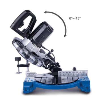 Scheppach Kappsäge HM80L mit Laser | Schnitthöhe 60mm | Schnittbreite 120mm | 1500W | Sägeblatt-Ø 210mm 24Z | beidseitig schwenkbarer Sägekopf | Gehrungssäge | Werkstückauflage & Spanner (HM80L 2024) - 6