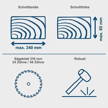 Scheppach Kappzugsäge HM216 Kappsäge Gehrungssäge mit Laser | Sägeblatt Ø 216mm | 2000W Leistung | Drehtisch mit Schnellarretierung | inkl. 2 Sägeblatt (HM216) - 4