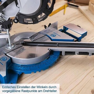 Scheppach Kappzugsäge HM216 Kappsäge Gehrungssäge mit Laser | Sägeblatt Ø 216mm | 2000W Leistung | Drehtisch mit Schnellarretierung | inkl. 2 Sägeblatt (HM216) - 9
