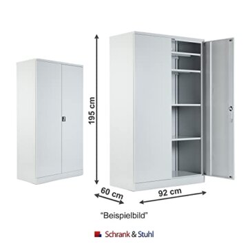 Schrank & Stuhl XXL Werkzeugschrank – Werkstattschrank mit 4 höhenverstellbaren Fachböden, Stahlschrank für Werkzeuge, 195 x 92 x 60 cm (H x B x T), Anthrazit/Schwarz - 2