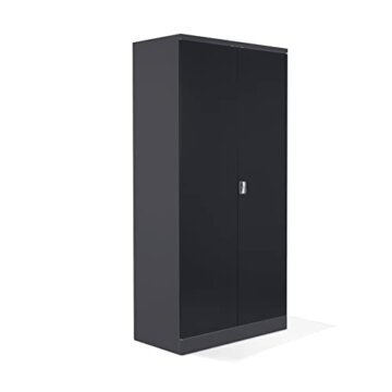 Schrank & Stuhl XXL Werkzeugschrank – Werkstattschrank mit 4 höhenverstellbaren Fachböden, Stahlschrank für Werkzeuge, 195 x 92 x 60 cm (H x B x T), Anthrazit/Schwarz - 1