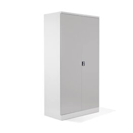 Schrank & Stuhl XXL Werkzeugschrank – Werkstattschrank/Stahlschrank mit 4 höhenverstellbaren, vollverzinkten Fachböden, 195x92x60, Weiß/Grau - 1