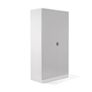 Schrank & Stuhl XXL Werkzeugschrank – Werkstattschrank/Stahlschrank mit 4 höhenverstellbaren, vollverzinkten Fachböden, 195x92x60, Weiß/Grau - 1