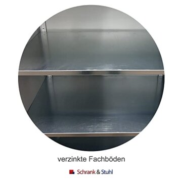 Schrank & Stuhl XXL Werkzeugschrank – Werkstattschrank/Stahlschrank mit 4 höhenverstellbaren, vollverzinkten Fachböden, 195x92x60, Weiß/Grau - 6
