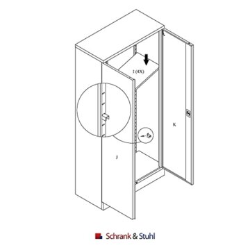 Schrank & Stuhl XXL Werkzeugschrank – Werkstattschrank/Stahlschrank mit 4 höhenverstellbaren, vollverzinkten Fachböden, 195x92x60, Weiß/Grau - 8