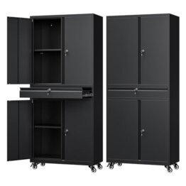 Sightlife Werkzeugschrank Metallschrank - 180x40x80cm Abschließbar Multifunktionaler Stahlschrank, Werkstattschrank mit Verstellbaren Trennwänden, Werkzeugschrank mit Schubladen (Auf Rädern) - 1